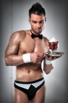 Passion Set Lenjerie Ospatar Sexy 3 Piese Negru/Alb L/XL - Entro.ro