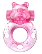 Baile Inel de Penis cu Vibratii Bear Cock Ring TPR Roz