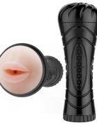 Baile Masturbator Pink Mouth 7 Viteze Vibratii TPR Negru 24 cm