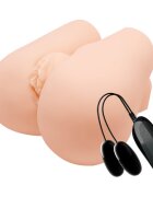 Baile Masturbator Realist Dublu Vagin&Anus cu Vibratii Multispeed Crazy Bull Natural