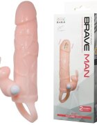 Baile Prelungitor Penis Brave Man cu Vibratii TPR Natural 16.4 cm