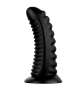 BUTTR Dop Anal Huge Double Ribbed PVC Negru 26 cm