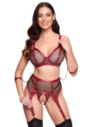 Cottelli Collection Set Lenjerie 3 Piese Bondage Mood Negru/Rosu M