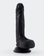 Crushious Dildo Realist Inviktus cu Ventuza Silicon Lichid Negru 19 cm