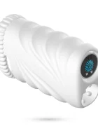 Crushious Masturbator Nautilus cu Glont Vibrator 10 Moduri Vibratii TPE USB Alb