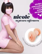 Crushious Papusa Gonflabila Nicole La Enfermera cu Masturbator 3 Puncte de Penetrare 1.55 m