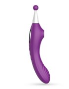 Crushious Stimulator Triplu Trinity 10 Moduri Vibratii 3 Moduri Suctiune Silicon USB Mov 18.3 cm