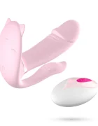 Crushious Stimulator Wearable Fritz Remote Control 9 Moduri Vibratii Functie Incalzire Silicon USB Roz Deschis 14 cm