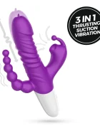Crushious Vibrator Triplu Wrangler Functii de Vibratii Impingere Suctiune Silicon USB Mov 23 cm