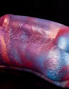FAAK Masturbator Alien 1-Hole Silicon Lichid Rosu/Albastru 18 cm