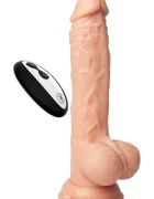 FemmeFunn Vibrator Realist Thruster Baller Remote Control 10 Moduri Vibratii 3 Viteze Impingere Silicon Lichid USB Natural 22.3 cm