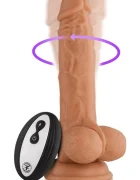 FemmeFunn Vibrator Realist Vortex Turbo Baller Remote Control 8 Moduri Vibratii 1 Miscare Rotatie Silicon Lichid USB Natural 20.6 cm