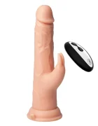 FemmeFunn Vibrator Thruster Rabbit Remote Control 10 Moduri Vibratii 3 Moduri Impingere Silicon Lichid USB Natural 22.3 cm