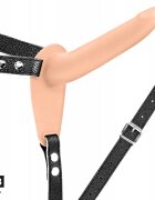 Fetish Tentation Strap-on 10 Moduri Vibratii Silicon USB Natural 15.5 cm