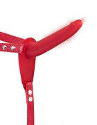 Fetish Tentation Strap-on 10 Moduri Vibratii Silicon USB Rosu 15.5 cm