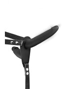 Fetish Tentation Strap-on Dublu 10 Moduri Vibratii Silicon USB Negru 15.5 cm