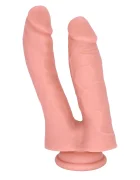 Guilty Toys Dildo Dublu cu Ventuza la Baza Silicon Lichid Natural 17.7 cm