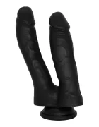 Guilty Toys Dildo Dublu cu Ventuza la Baza Silicon Lichid Negru 17.7 cm