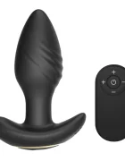 Guilty Toys Dop Anal Remote Control Plug 7 Moduri Vibratii 3 Moduri Rotatii Silicon USB Negru 10 cm
