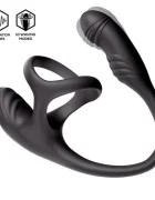 Guilty Toys Inel de Penis cu Stimulator Anal Bluetooth Control 10 Moduri Vibratii 10 Moduri Rotatii Silicon USB Negru