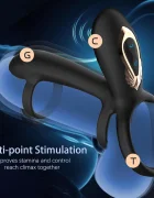 Guilty Toys Inel de Penis cu Vibratii si Miscari Rotative Remote Control Silicon USB Negru