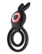 Guilty Toys Inel Dublu de Penis Bunny Ring 10 Moduri Vibratii Silicon Negru