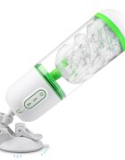 Guilty Toys Masturbator Icey cu Suport Handsfree 9 Moduri Vibratii+3 Moduri Suctiune Alb/Verde
