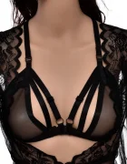 Guilty Toys Sutien Harness Marra Elastic si Ajustabil Aspect Lucios Negru XS-L