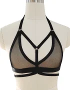 Guilty Toys Sutien Harness Nicole Elastic si Reglabil Aspect Lucios Negru XS-L