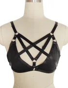 Guilty Toys Top Harness Denisse Elastic si Reglabil Aspect Lucios Negru XS-L