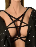 Guilty Toys Top Harness Helena Elastic si Reglabil Aspect Mat Negru XS-L