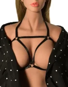 Guilty Toys Top Harness Mimi Elastic si Reglabil Aspect Lucios Negru XS-L