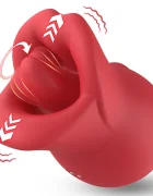 Guilty Toys Vibrator Seductive Lips 3 in 1 Vibrating Licking Biting Silicon USB Magnetic Rosu 9 cm