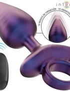 Intense Toys Vibrator Anal Michael Remote Control 10 Moduri Vibratii Silicon Moale USB Albastru 13 cm
