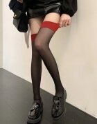 JGF Toys Ciorapi Sexy cu Banda Lata Negru/Rosu XS/S JGF Lingerie