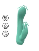 Loveline Vibrator Mini Dual Rabbit 10 Moduri Vibratii Silicon USB Verde 13.5 cm