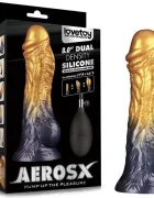 LoveToy Dildo Aerosx Gonflabil Silicon Dubla Densitate Galben/Albastru 21 cm