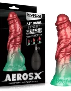 LoveToy Dildo Aerosx Gonflabil Silicon Dubla Densitate Rosu/Verde 19 cm
