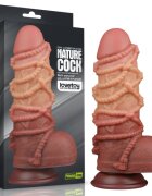 LoveToy Dildo Nature Cock with Rope Silicon Dubla Densitate Maro 24.5 cm