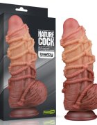 LoveToy Dildo Nature Cock with Rope Silicon Dubla Densitate Maro 24 cm
