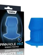 LoveToy Dop Anal Pinnacle Pro Ribbed Peeper cu Dop Silicon Albastru 10.7 cm