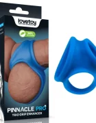 LoveToy Inel Dublu de Penis Pinnacle Trio Grip Enhancer Silicon Albastru
