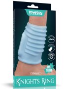 LoveToy Manson Penis Knights Ring Spiral cu Vibratii Albastru