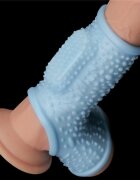 LoveToy Manson Penis si Testicule Knights Ring Drip cu Vibratii Albastru