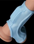 LoveToy Manson Penis si Testicule Knights Ring Ridge cu Vibratii Albastru