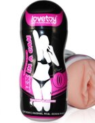 LoveToy Masturbator Sex In A Can Lotus cu vibratii
