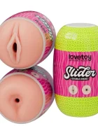 LoveToy Masturbator Slider Double-Ended Vagin si Anus TPE Natural
