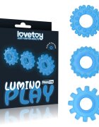 LoveToy Set 3 Inele Penis Lumino Play TPE Albastru