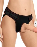 LoveToy Set Easy Strap-On cu Vibrator Detasabil 10 Moduri Vibratii TPE Natural 18 cm