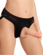 LoveToy Strap On Easy Dildo cu Testicule Detasabil PVC Natural 18.5 cm